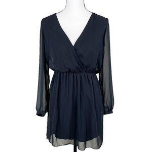 Express Black Chiffon Faux Wrap Dress